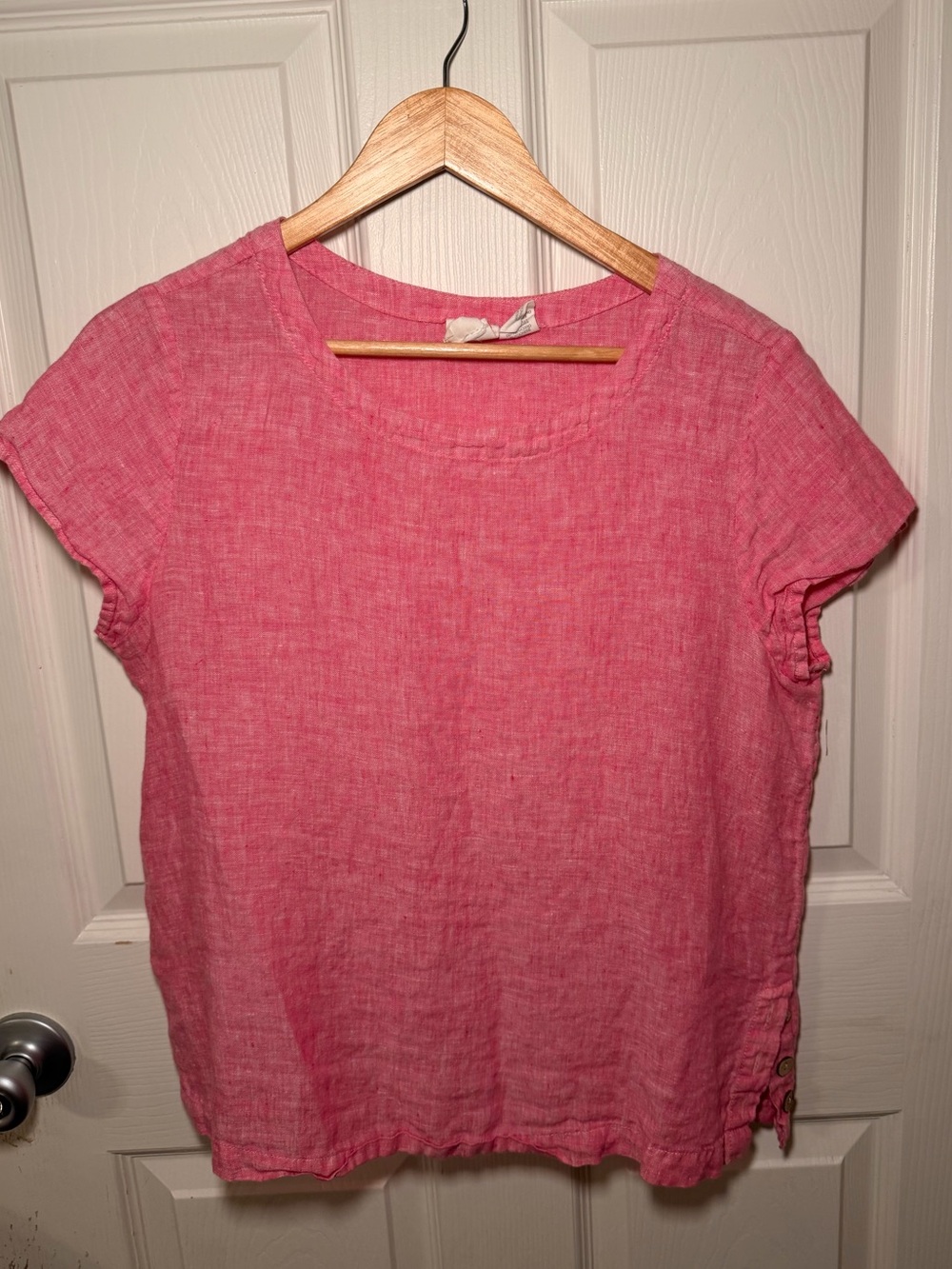 C&C California Pink Short Sleeve Linen Blouse